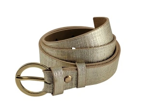 Zlatni elegantni ženski kožni kaiš sa zlatnom okruglom šnalom