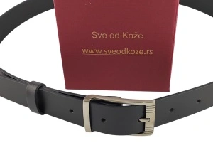 Crni ženski kaiš od boks kože za farmerice i pantalone