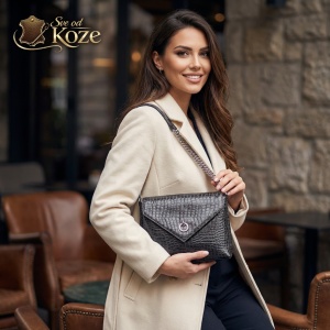 Siva kroko elegantna ženska kožna torba Bella