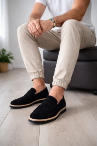 Crne casual mokasine od velura sa eva đonom - Img 2