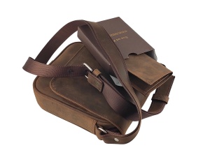 Muški kožni set – Torba Leather braon brušena i mali novčanik brušeni - Img 3