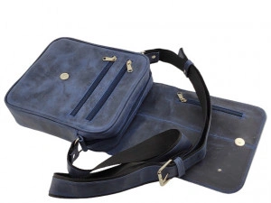 Velika Leather plava brušena kožna torba - Img 4