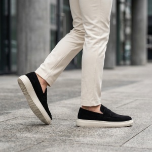 Antracit casual mokasine od velura
