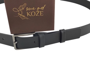 Crni muški kožni kaiš za pantalone - Img 5