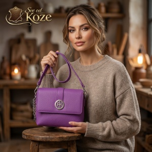 Ljubičasta ženska tašna od prirodne kože Pretty