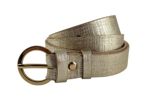 Zlatni elegantni ženski kožni kaiš sa zlatnom okruglom šnalom - Img 2