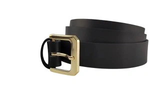 Crni elegantni ženski kožni kaiš sa zlatnom šnalom - Img 3
