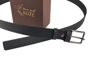 Crni muški kožni kaiš za pantalone - Img 2
