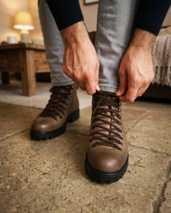 Old brown trekking duboke cipele