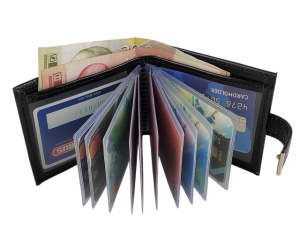 Ženski kožni novčanik za 12 kartica i papirni novac - plavi kroko - Img 2