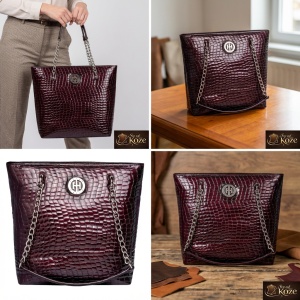 Elegantna velika bordo torba od kože Lara - Img 5