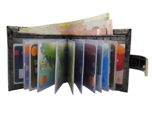 Ženski kožni novčanik za 12 kartica i papirni novac sivi kroko - Img 3