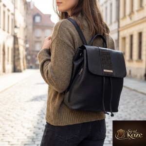 Crni elegantni ženski kožni ranac Gloria