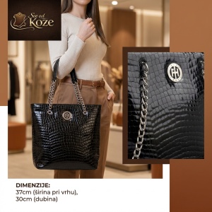Elegantna velika crna torba od kože Lara - Img 2