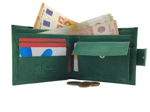 Muški kožni novčanik Street Zip sa kopčom - zelena brušena koža - Img 5