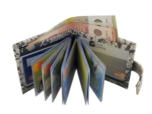 Ženski kožni novčanik za 12 kartica i papirni novac siva zmija - Img 5