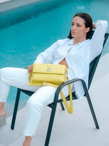 Žuta casual ženska kožna torba Spring