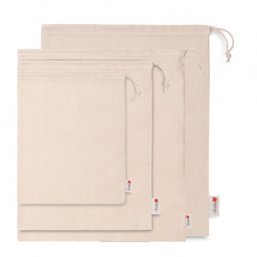 Set 4 saculeti reutilizabili, bumbac, diferite dimensiuni