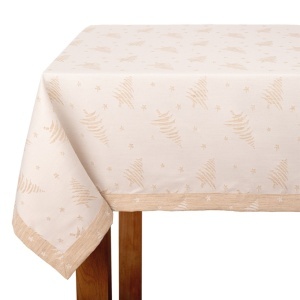 Față de masă dreptunghiulară teflonată Forest bej — model elegant de Crăciun