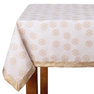 Fată de masă Mozaic alb-auriu teflonată – elegantă și ușor de întreținut