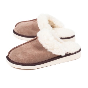Papuci de casă Dina, piele naturală și lână merinos