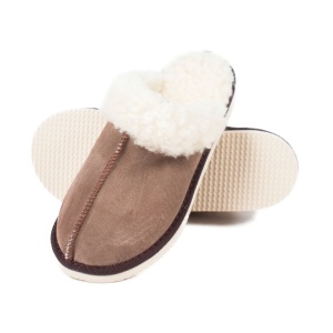 Papuci de casă Dina, piele naturală și lână merinos - Img 2
