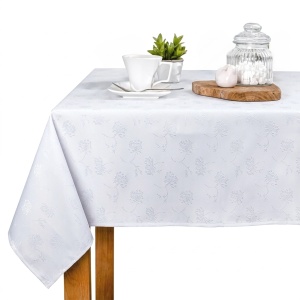 Față de masă dreptunghiulară, teflonată, Floral albă