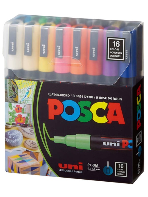 Set 16 markere PC-3M 0.9-1.3 mm Uni Posca M1482