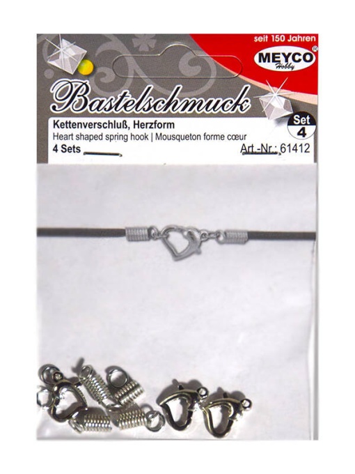 Set de 4 carabine argintii forma inima Meyco 61412