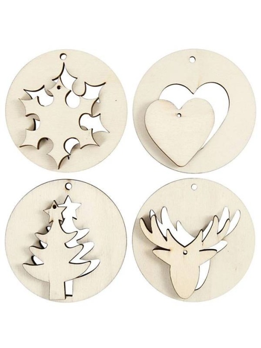 Oranament 2-in-1 din lemn, modele de Iarna 7cm Creativ Company 56509