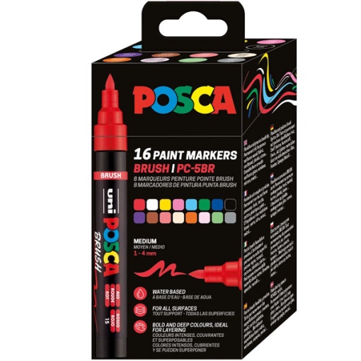 Set 16 Markere Uni Posca PC-5BR 1-4mm m1603
