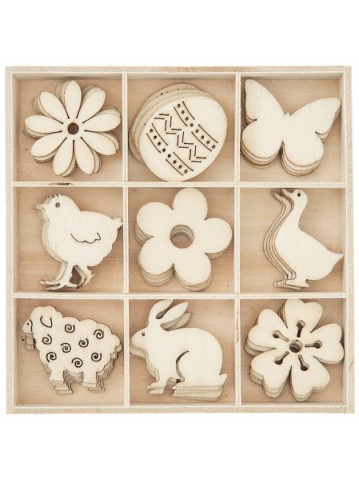 Set 45 ornamente din lemn pentru Paste Dp Craft DPDN-207