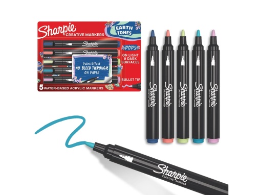 Set 5 Markere Creative Acrylic Sharpie Varf Rotund Pastel