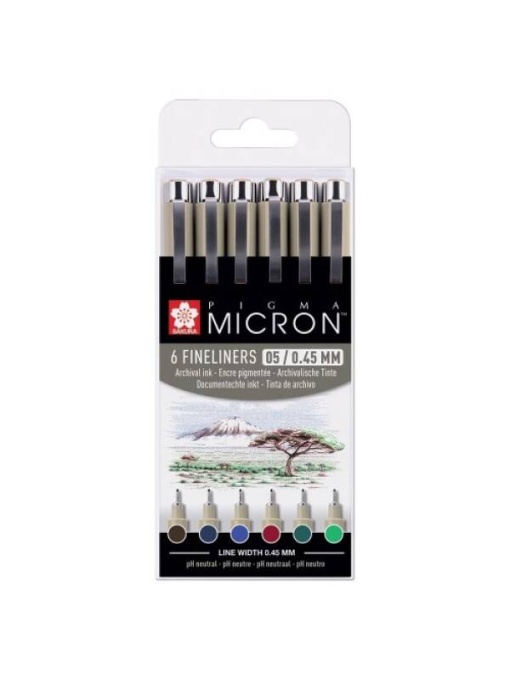 Set 6 finelinere Pigma Micron Earth Colors Sakura POXSDK056B