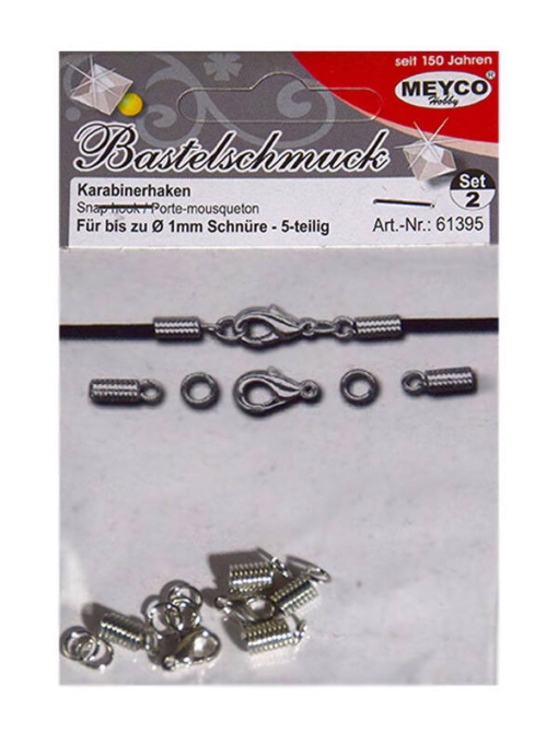 Set de 2 carabine argintii cu lantisor 10 mm Meyco 61395