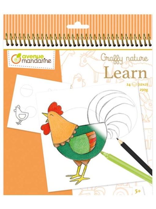 Carte de colorat Graffy Learn Avenue Mandarine - Ferma, 24 file, spira GY149C