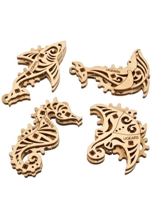 Figurine acvatice din Oceanul Pacific - Puzzle 3D Ugears