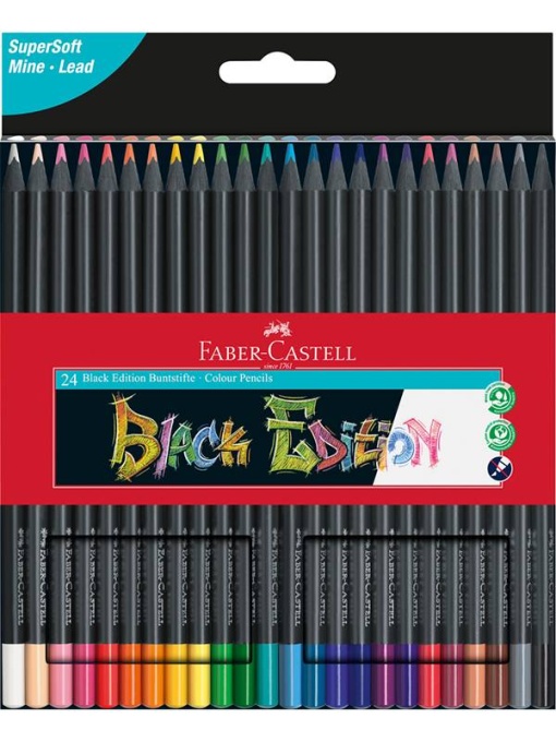 Set 24 creioane colorate Black Edition Faber Castell 116424