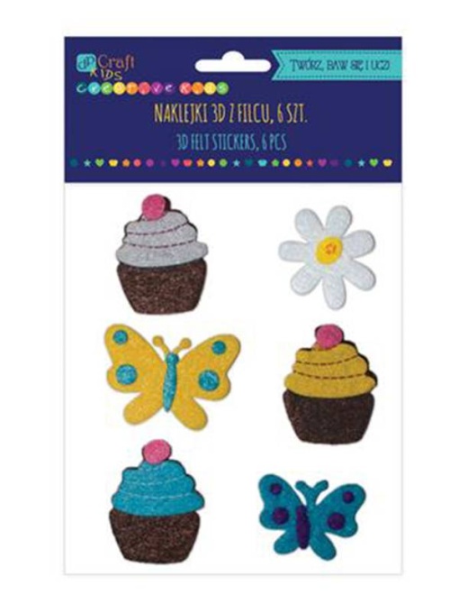 Set 6 figurine autoadezive fetru briose si fluturi Dp Craft ksfi-032