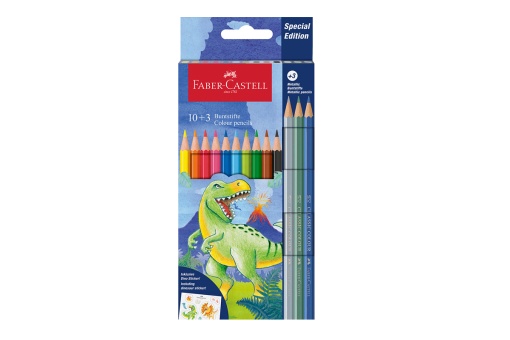 Set Creioane Colorate Faber-Castell 10+3 – Editie Speciala Dinozaur