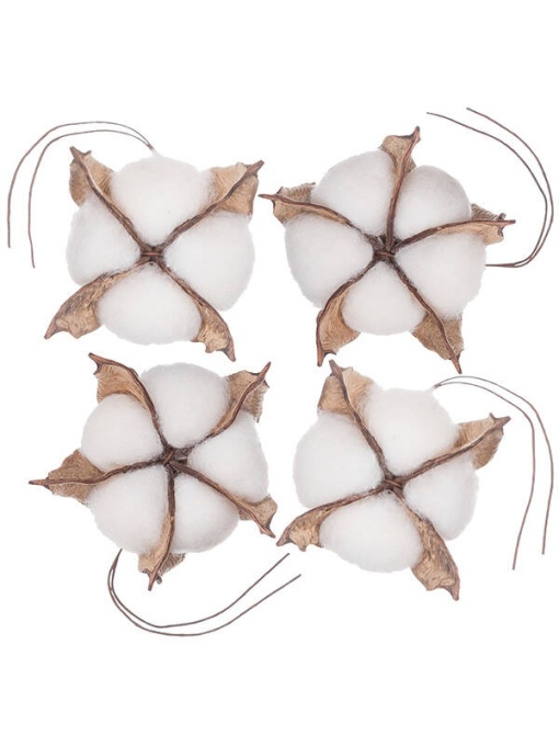 Set de 4 flori decorative din bumbac alb Dp Craft DPZA-042
