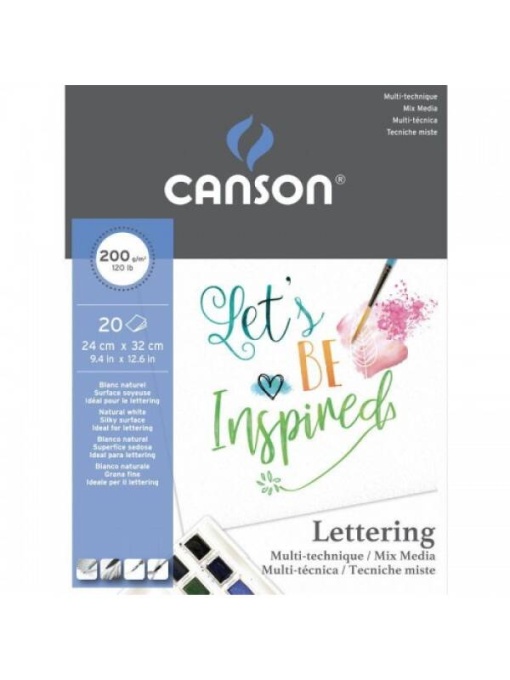 Bloc Canson Lettering Mix Media 200 g/mp, 20 file, 24x32 cm