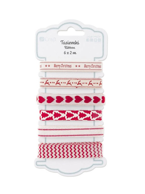 Panglica decorativa bumbac, set 6 x 2 m, Craciun Dp Craft DPTA-080
