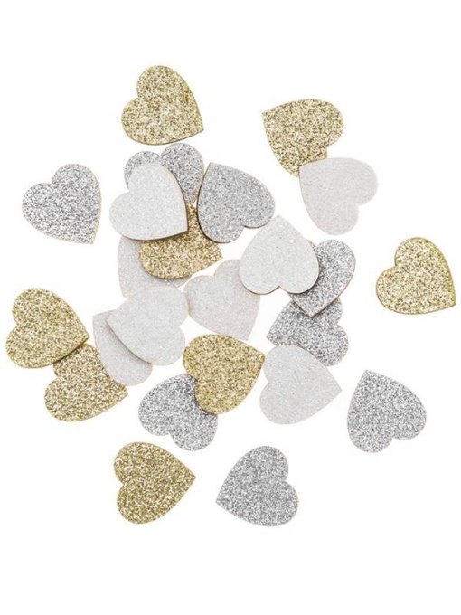 Set 24 inimi lemn cu glitter Dp Craft dpdn-169