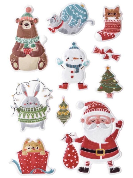 Set 10 abtipilduri 3D - Mos Craciun si animalute Dp-Craft DPNK-181