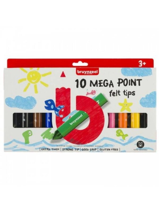 Set 10 carioci Mega Point Felt Tip Bruynzeel 60122002
