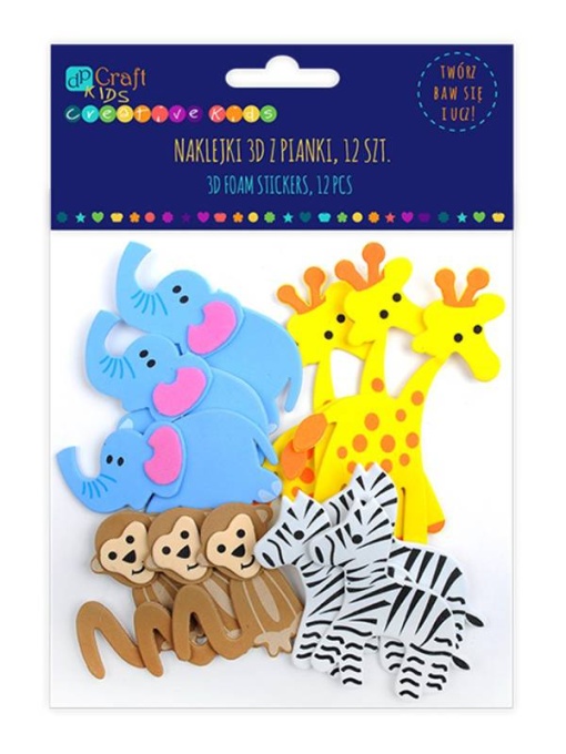 Set 12 figurine autoadezive spuma animale din safari Dp Craft kspi-345