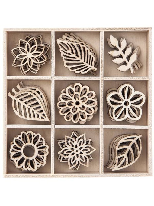Set 45 ornamente lemn frunze Dp Craft dpdn-063