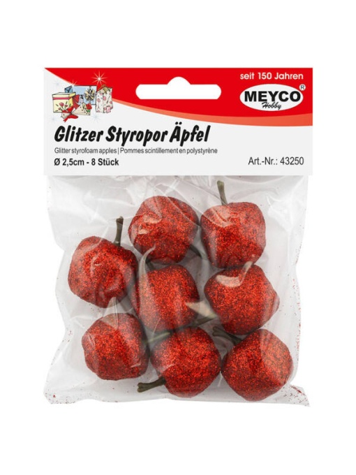 Set mere polistiren cu glitter rosu Meyco