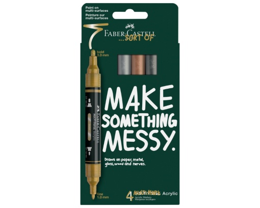 Set 4 markere acrilice multimark culori metalizate blister Faber-Castell FC186004